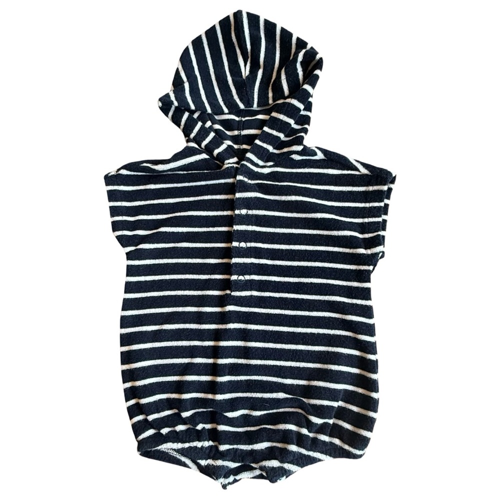Striped Hooded Baby Romper